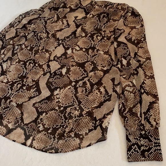 Altuzarra x Target | Snakeskin Pattern Sheer Front Bow Long Sleeve Blouse (L) - Picture 15 of 16